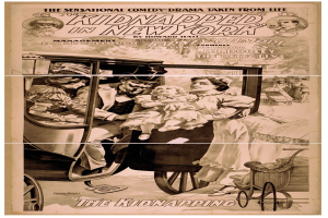 Plakat für "Entführt in New York" zeigt eine Gruppe beunruhigter Menschen in einem Fahrzeug, mit dem Titel quer darüber und gedämpften Farben, die eine melancholische Stimmung erzeugen.