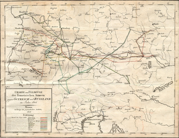 Alte Deutschlandkarte mit schwarzem Rand, detaillierten Straßen und Autobahnen in Textform markiert.