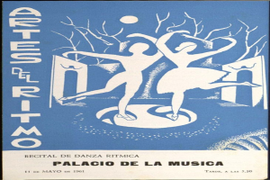 Plakat für ein Ereignis im Palacio de la Música in Madrid, Spanien, mit zwei tanzenden Personen in der Mitte und Text mit Ereignisdetails.