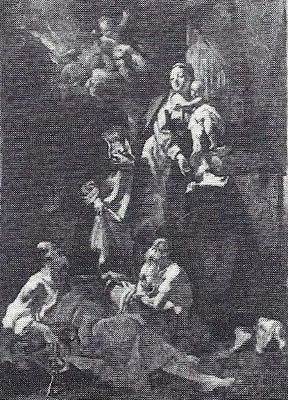 Schwarze und weiße Zeichnung einer Gruppe von Menschen in einem Raum, die die Anbetung der Heiligen Drei Könige mit realistischen, detaillierten Figuren und leuchtenden Farben darstellt.