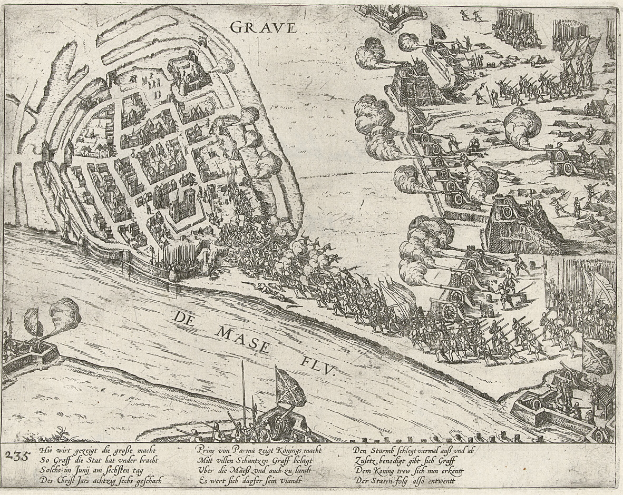 Ein Plakat mit einer Stadtkarte und vielen Menschen sowie begleitendem Text.