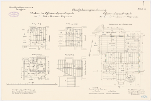 Schwarz-weißer architektonischer Grundriss des ehemaligen Bundeskanzleramts, der detaillierte Layout- und Textinformationen zeigt.